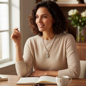 Cookie Lee Pearl & Flower Pendant Necklace Double Strand Silver Tone Jewelry